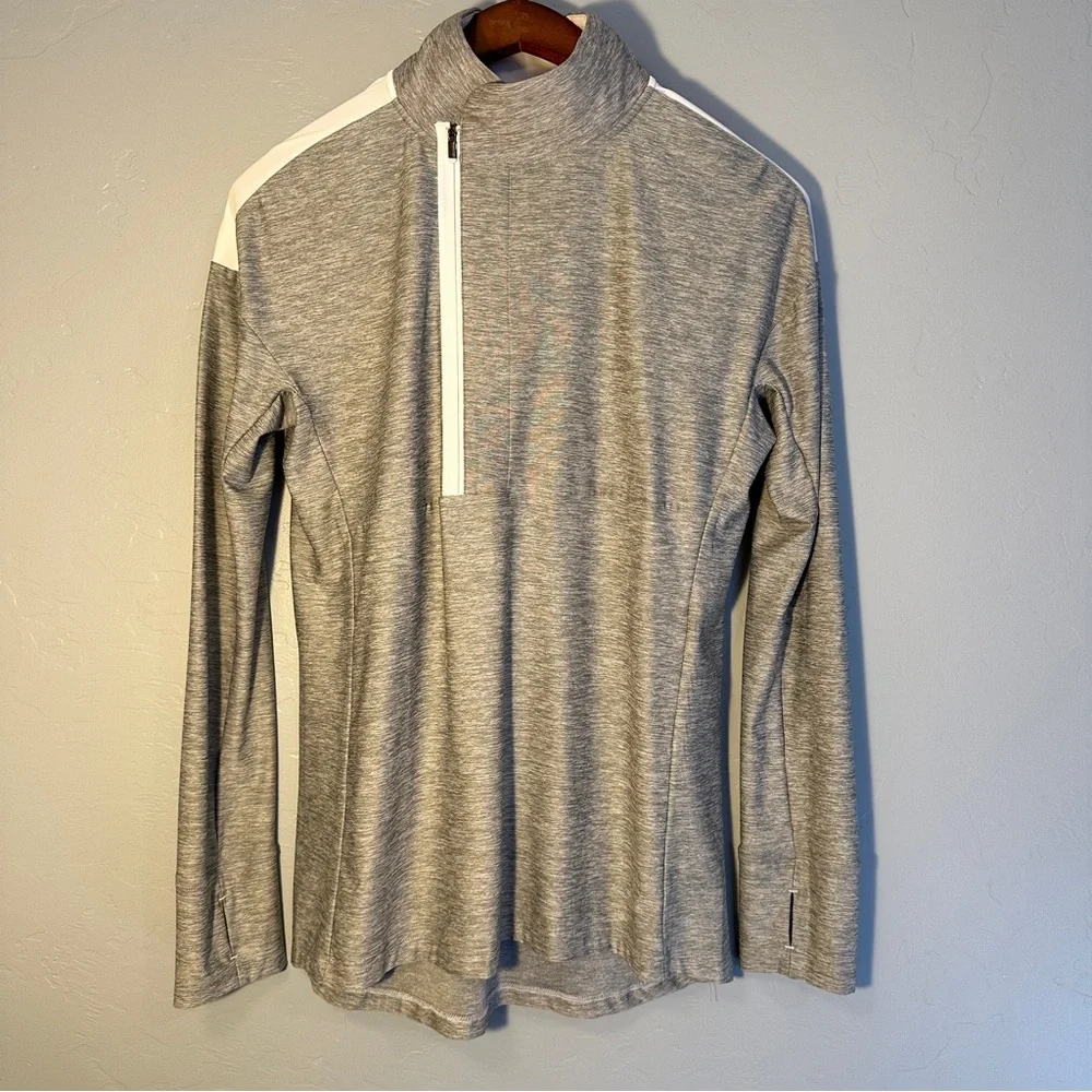 Under Armour Long Sleeve Dry Fit Zip Up Top Lightweight in Grey and White Size M - Picture 1 of 10